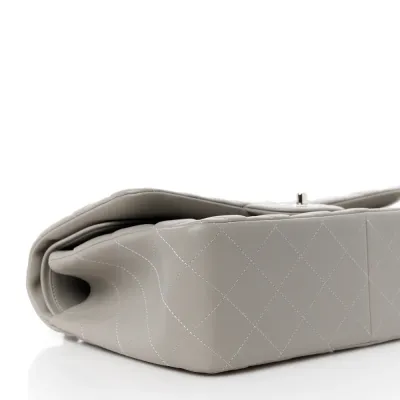 Chanel Double Flap Jumbo Grey Lambskin Bag