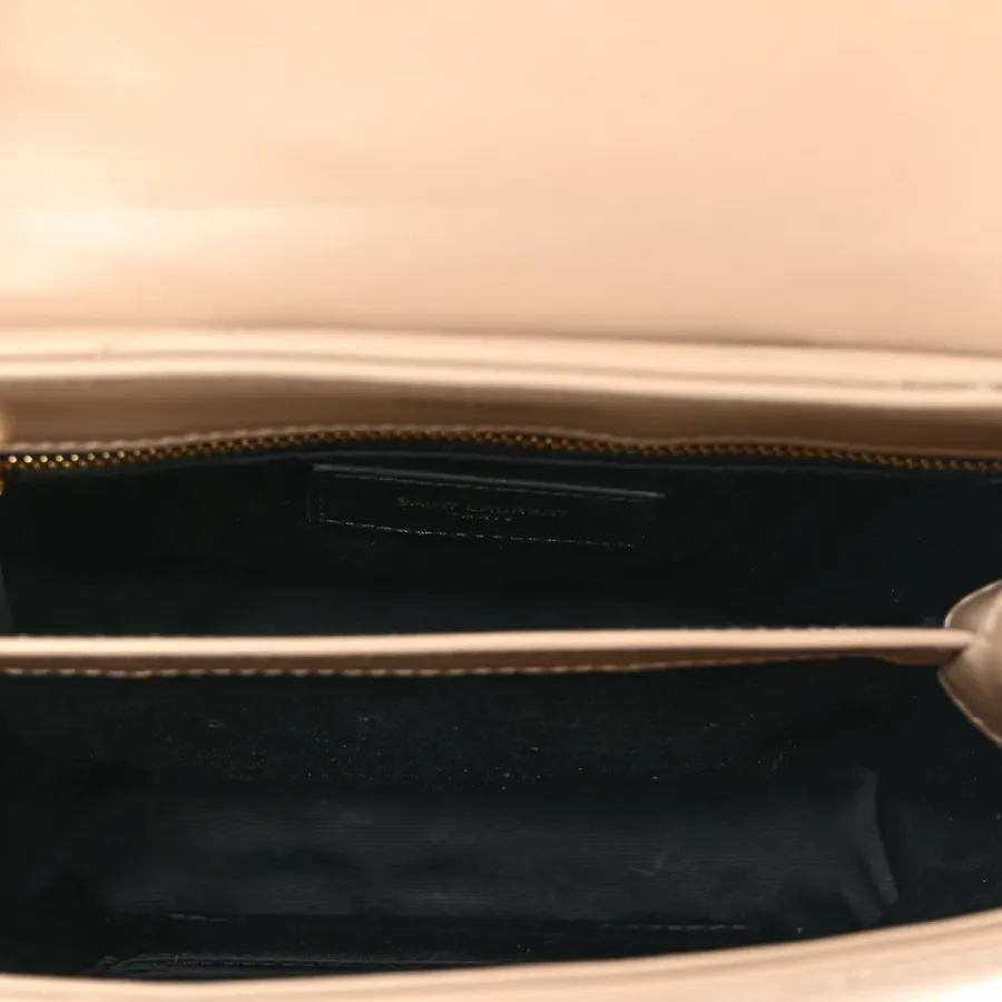 Saint Laurent Mini Loulou Crossbody Bag Dark Beige Y-Quilted Monogram Calfskin Leather Aged Gold Hardware