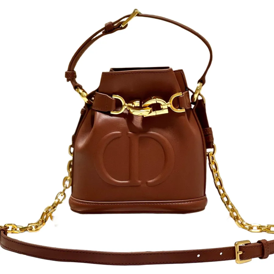 Dior Small C'est Dior Bag In Black/Brown CD-Embossed Calfskin With Gold Hardware