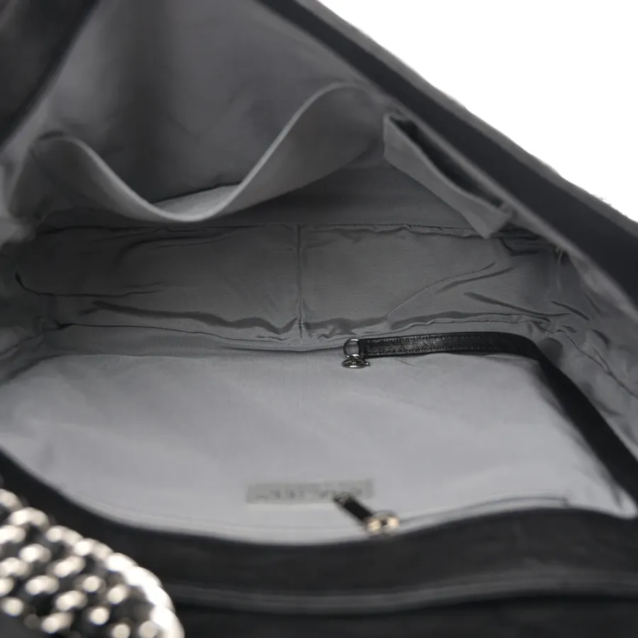 Chanel Chain Around Flap Maxi Black Quilted Washed Lambskin Leather Silver Hardware