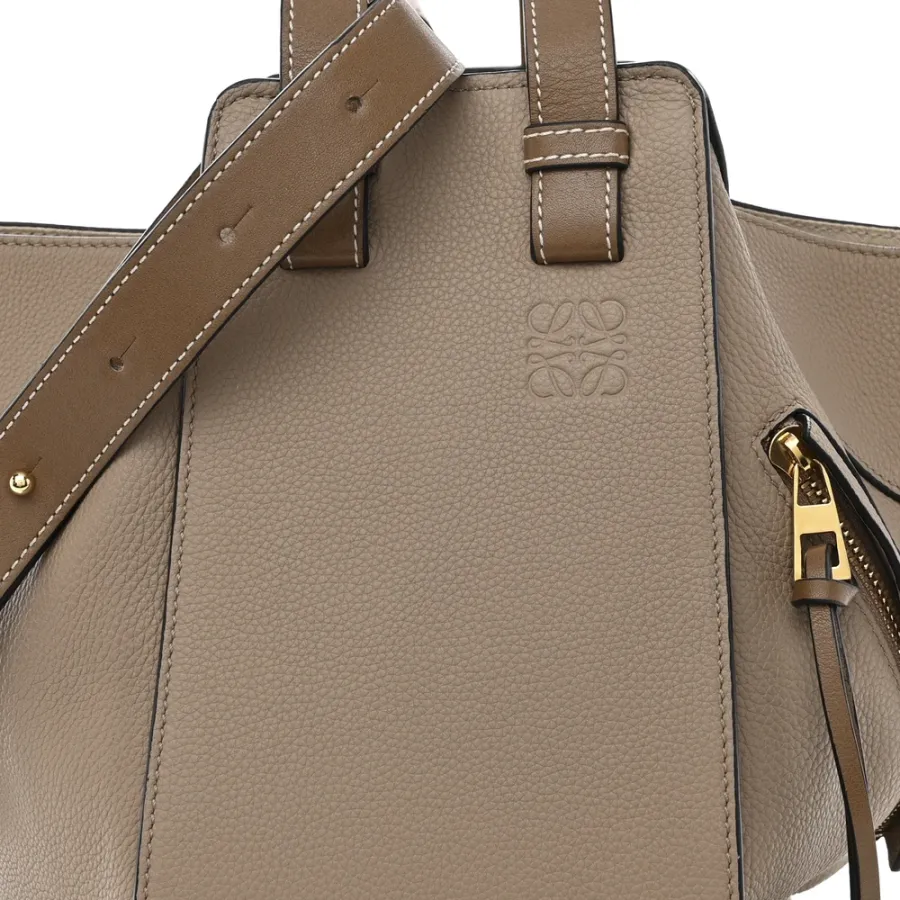 Loewe Hammock Shoulder Bag Medium Sand Mink Calfskin Leather Gold Hardware