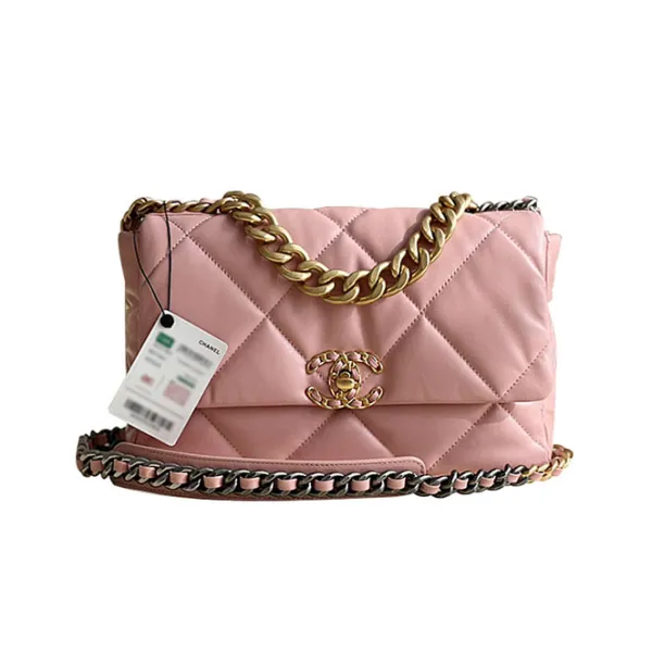 Chanel 19 Bag Deep Grey / Pink / Apricot Color 30cm Crossbody Bags - Image 10