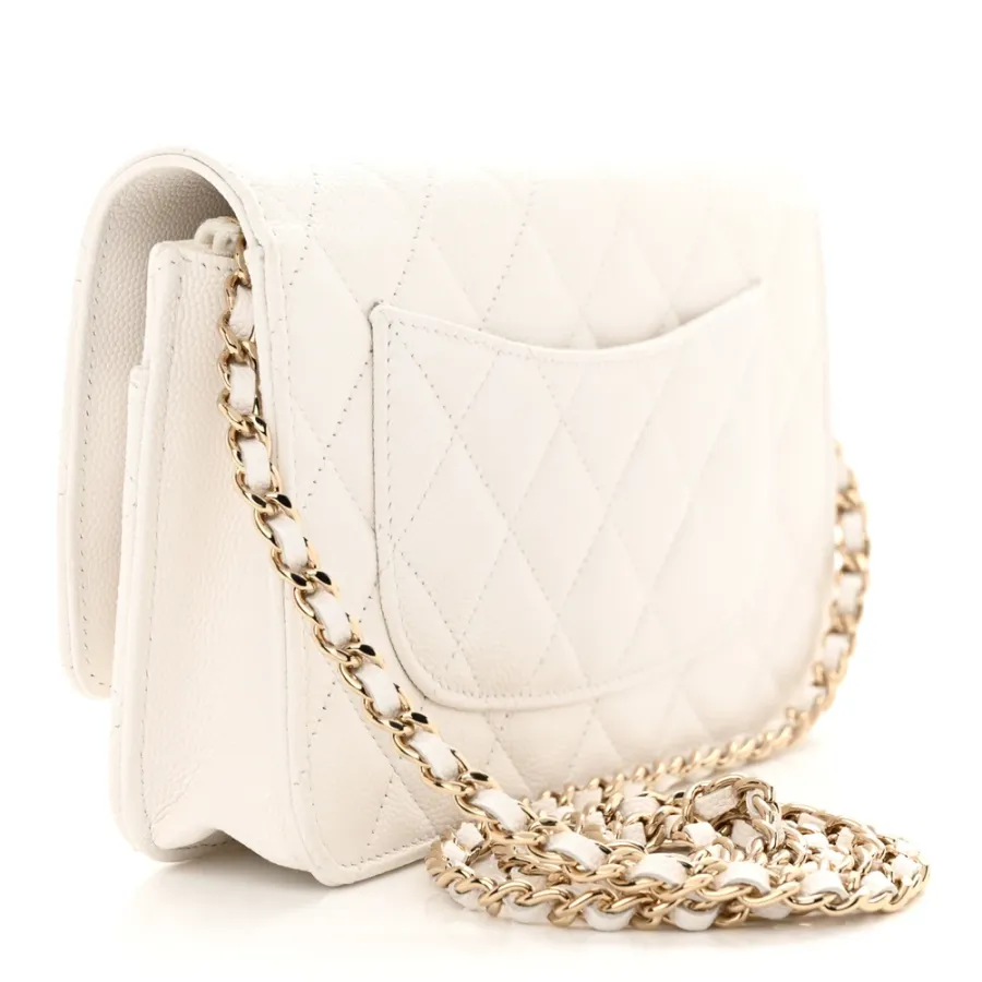 Chanel Wallet On Chain – Small White Quilted Caviar