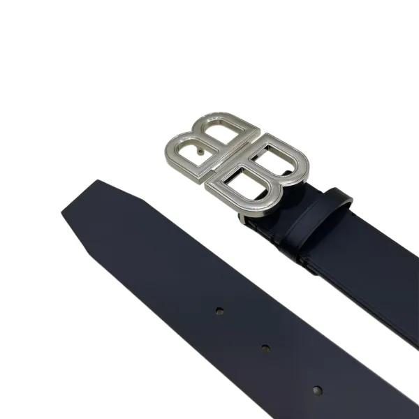 Balenciaga Men's BB Hourglass Large Belt In Black Smooth Calfskin With Silver/Gold Hardware 40mm - Image 2