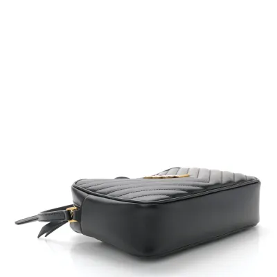 Saint Laurent Medium Lou Camera Bag Black Monogram Calfskin Matelasse Leather Gold Hardware