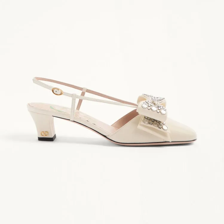 VALENTINO Crystal decorated sheepskin heels (4.5cm high heel)