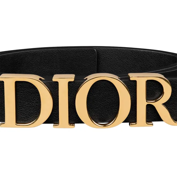Dior Women' s DIOR Buckle D-Dream Belt In Black/White Calfskin With Gold/Silver Hardware 20mm - Image 2