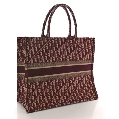 Dior Large Book Tote Burgundy Multicolor Oblique Canvas