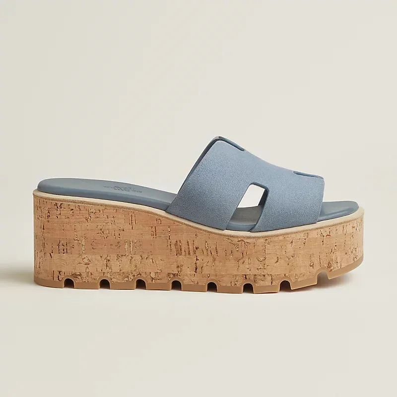 HERMES Eze Wedges and heels Slippers High-heeled slippers Blue High Heels Sandal