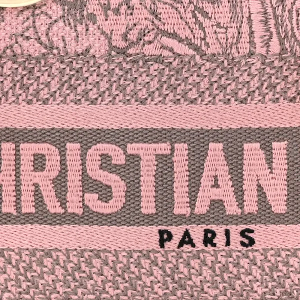 Dior Mini Toile De Jouy Lady D-Lite Grey/Pink Embroidered Canvas Gold Hardware - Image 8