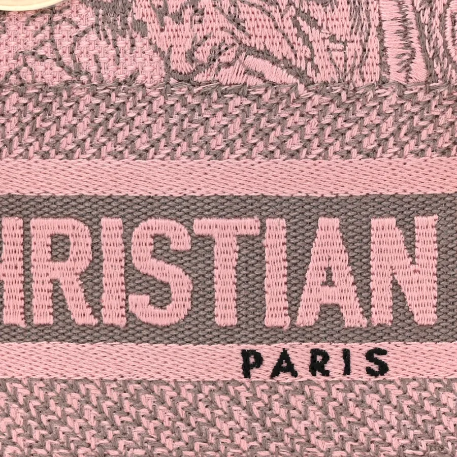 Dior Mini Toile De Jouy Lady D-Lite Grey/Pink Embroidered Canvas Gold Hardware