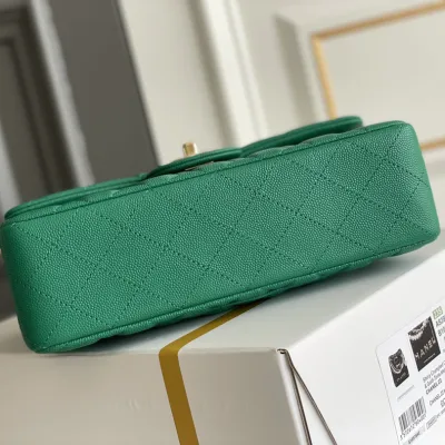 Chanel CF Green / Pink Quilted Caviar Leather Crossbody Bags