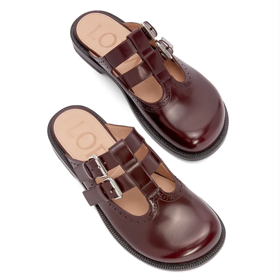 LOEWE Burgundy Mary Jane Muller shoes flats slippers
