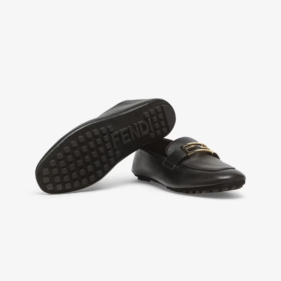 FENDI Black leather loafers