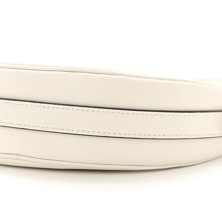 Prada Medium Arque Shoulder Bag White Soft Calfskin Leather Gold Hardware