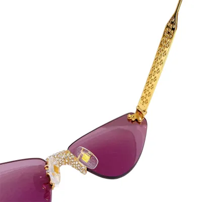 Fendi triangle frame glasses purple/black gold/gold/rose gold/blue gold/eggplant color with diamonds Size 64口10-145