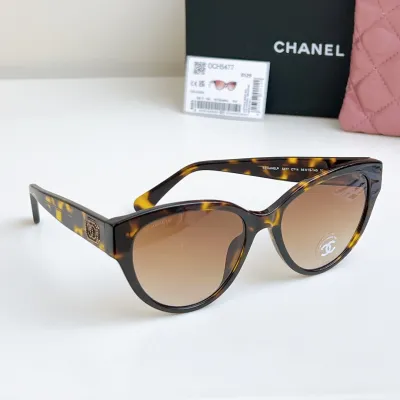 CHANEL glasses leopard-print brown gold color size 55口16-140