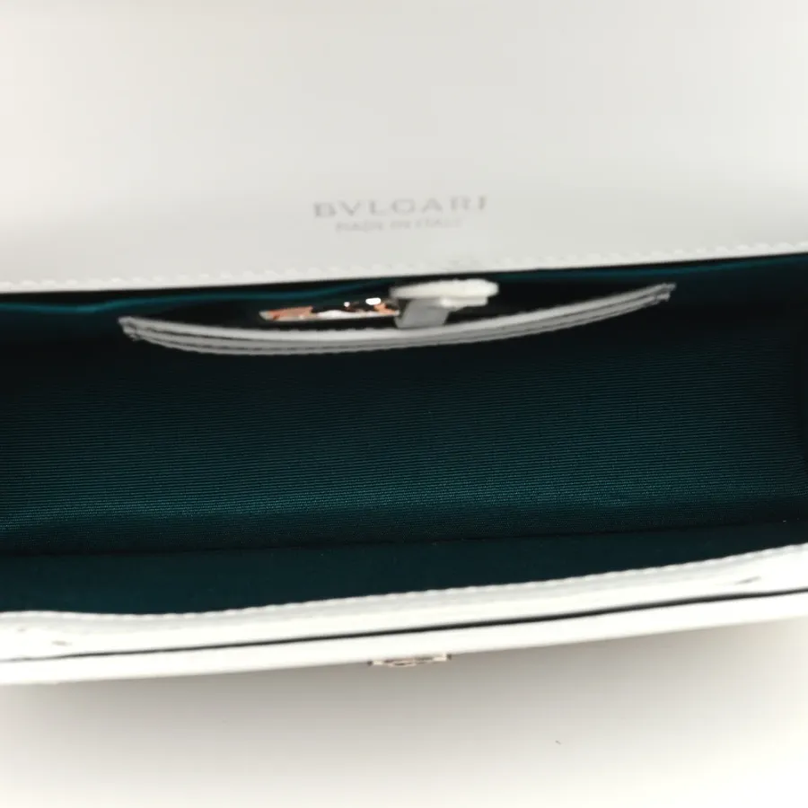 Bvlgari Medium Serpenti Forever East West Shoulder Bag Opal Grey Calfskin Leather Silver Hardware