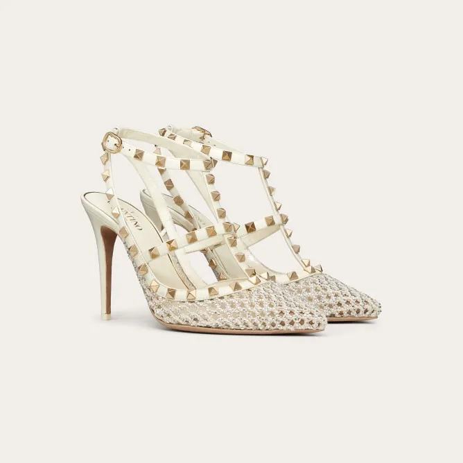 VALENTINO Wraparound ankle strap rivet heels (10 cm high heel)