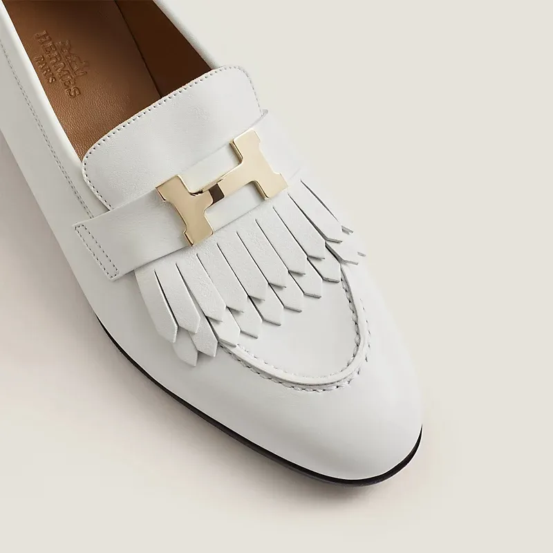 HERMES Royal White Loafers
