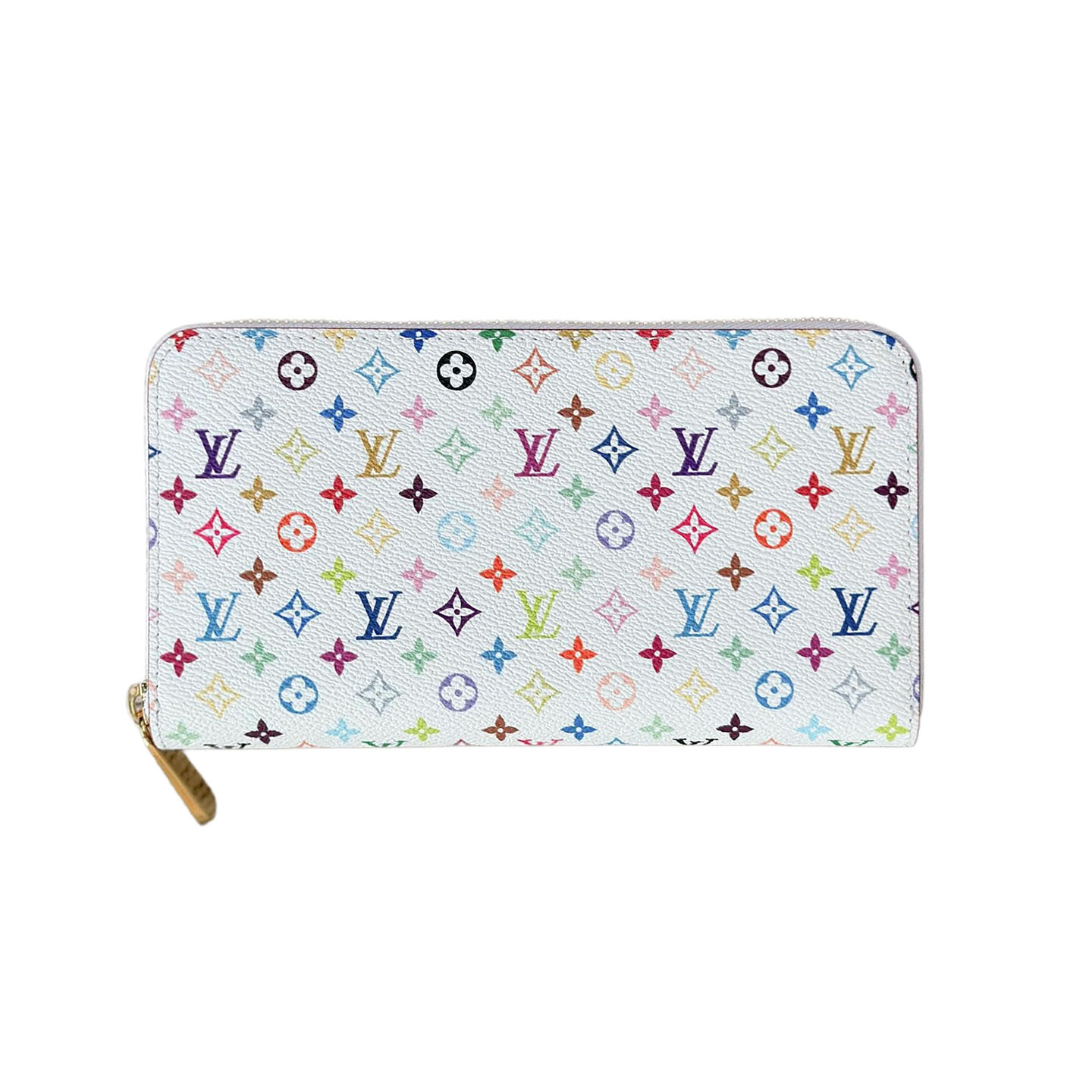 Louis Vuitton x Murakami Takashi Carteira Zippy Multicolor Branco/Preto com Ferragens Douradas/Prateadas
