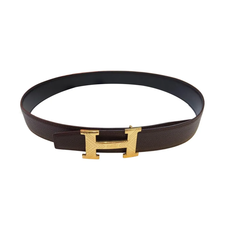 Hermès Men's H Buckle Belt In Blue/Brown/Burgundy Calfskin With Gold/Silver Hardware 38mm