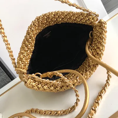 Chanel 22bags Gold Woven Cowhide Shoulder Bags