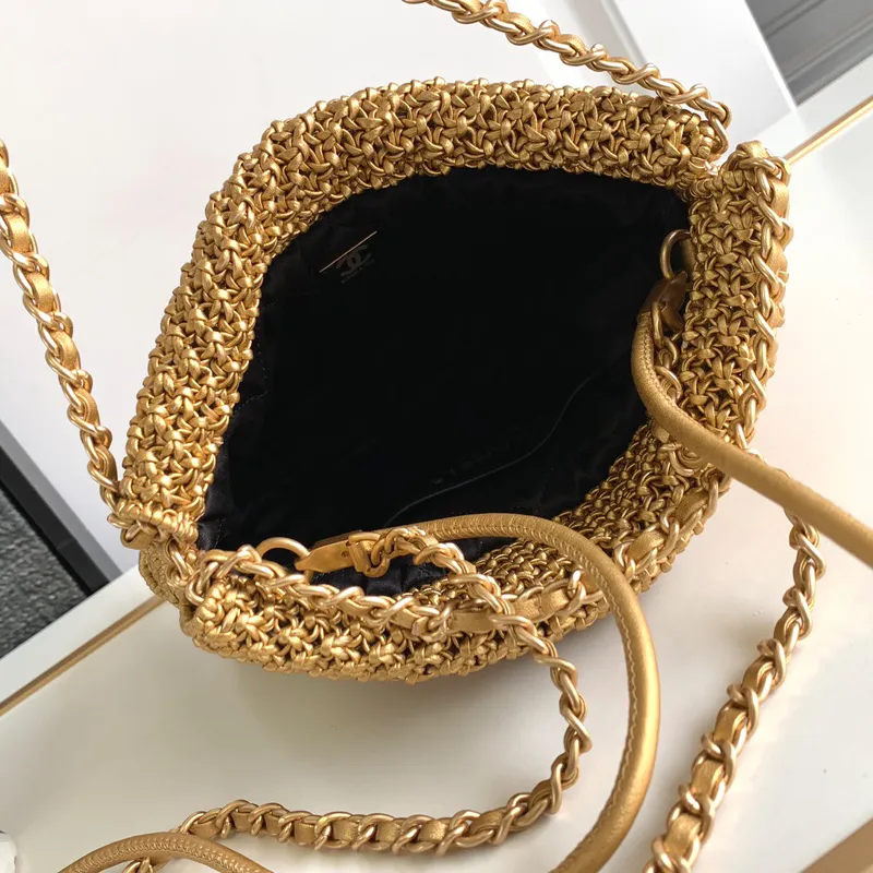 Chanel 22bags Gold Woven Cowhide Shoulder Bags