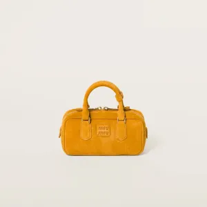 Miu Miu Arcadie Suede Leather Yellow Top-Handle Bags
