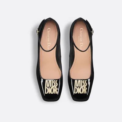 Dior black chunky heels square head high heels shoes