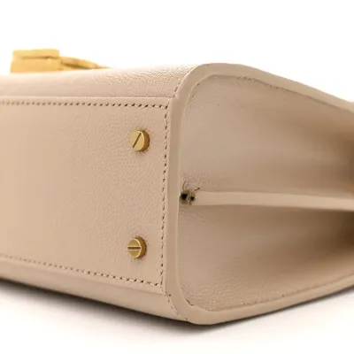 Saint Laurent Mini Cassandra Top Handle Crema Soft Classic Monogram Grain De Poudre Leather Aged Gold Hardware
