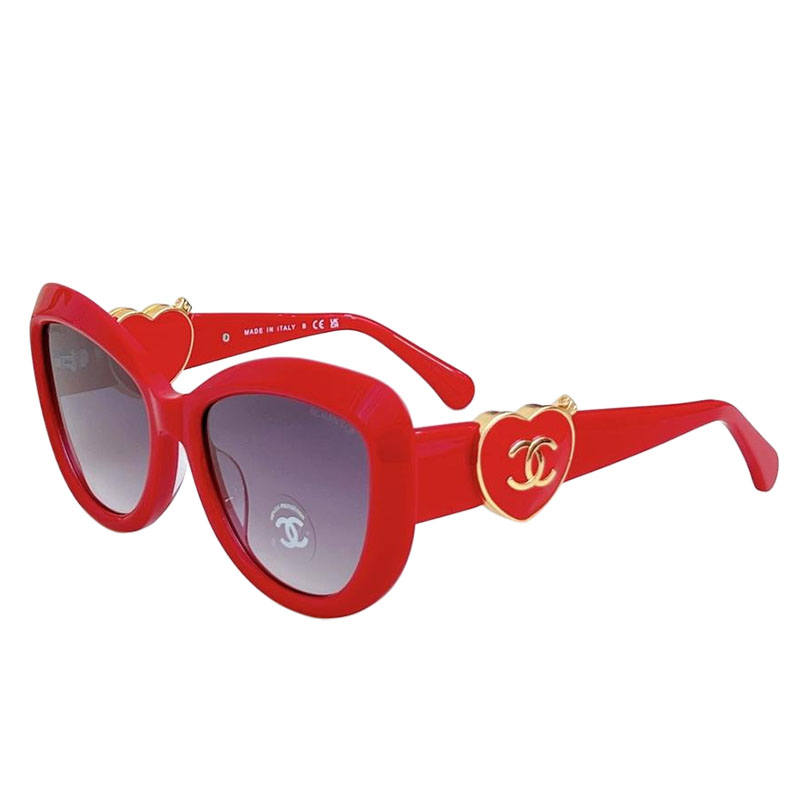 Óculos CHANEL cor vermelho dourado tamanho 55-19-140