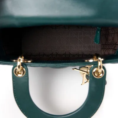 Dior Small My ABCDior Lady Dior Dark Green Lambskin Leather Gold Hardware