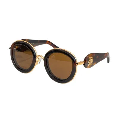 Loewe round frame glasses black red/black white/white/black orange/black/purple silver/purple gold/leopard color Size 49口27-140