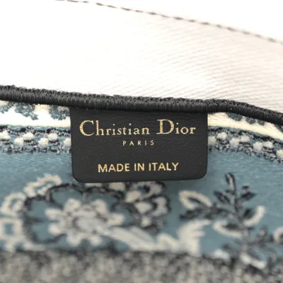 Dior Medium Butterfly Bandana Book Tote Black/White Embroidered Canvas
