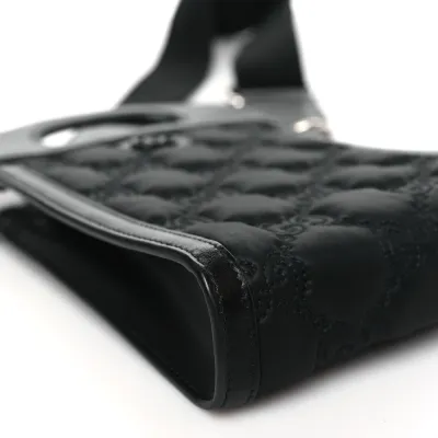 Gucci Mini Top Slip Handle Crossbody Bag Black Nylon & GG Enamel Calfskin Matelassé Leather Black Hardware