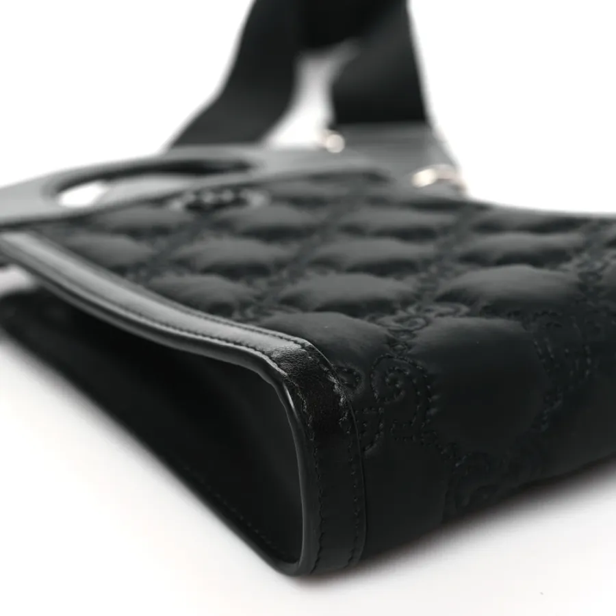 Gucci Mini Top Slip Handle Crossbody Bag Black Nylon & GG Enamel Calfskin Matelassé Leather Black Hardware