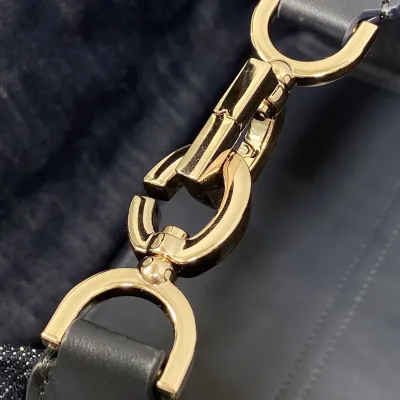 Dior Medium Dior Toujours Bag In Blue Graphic Cannage Denim With Gold Hardware