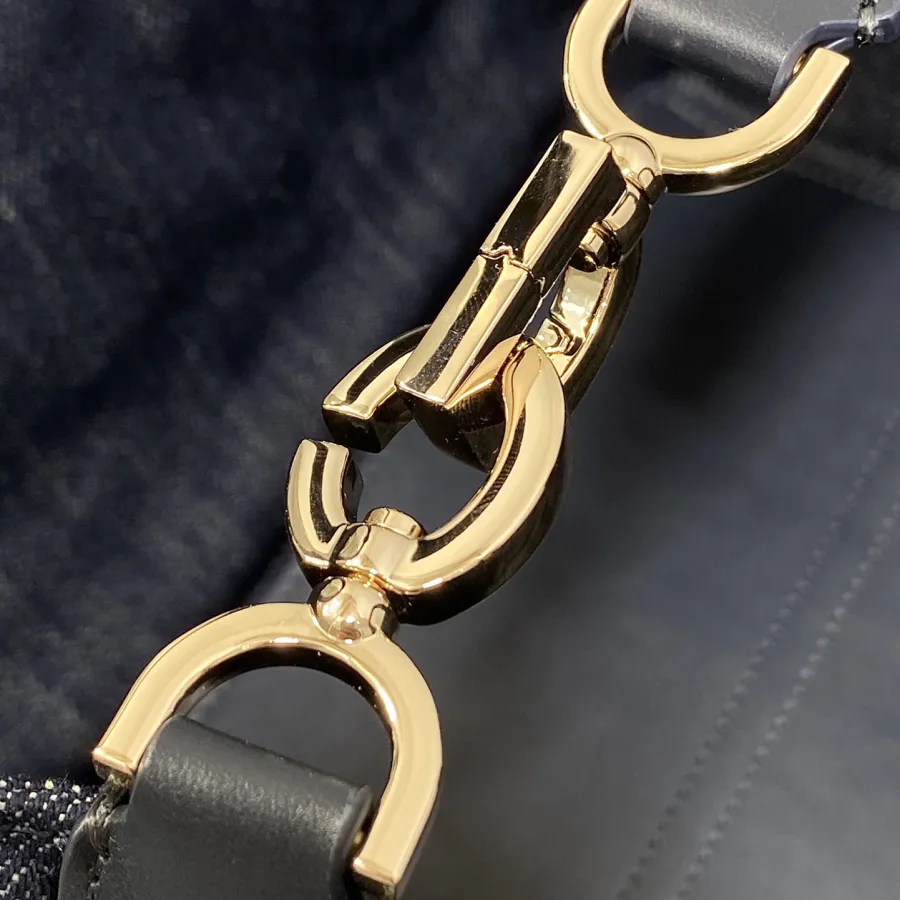 Dior Medium Dior Toujours Bag In Blue Graphic Cannage Denim With Gold Hardware