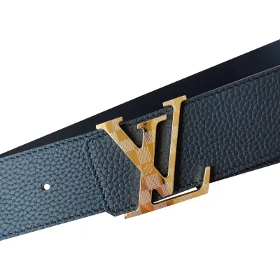 Louis Vuitton Men's Damier Buckle Reversible Belt In Black Calfskin With Gold/Silver Hardware 40mm