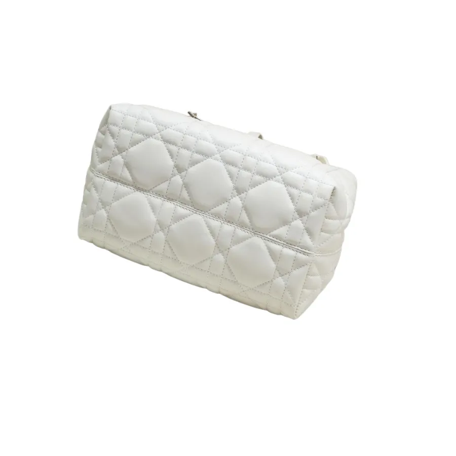 Dior Small Dior Toujours Bag In White Macrocannage Calfskin With Light Gold Hardware