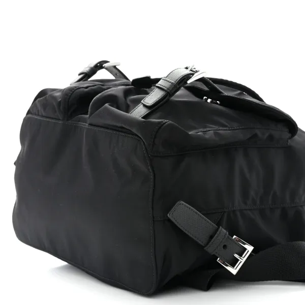 Prada Medium Backpack Black Re-Nylon & Saffiano Leather Silver Hardware - Image 5