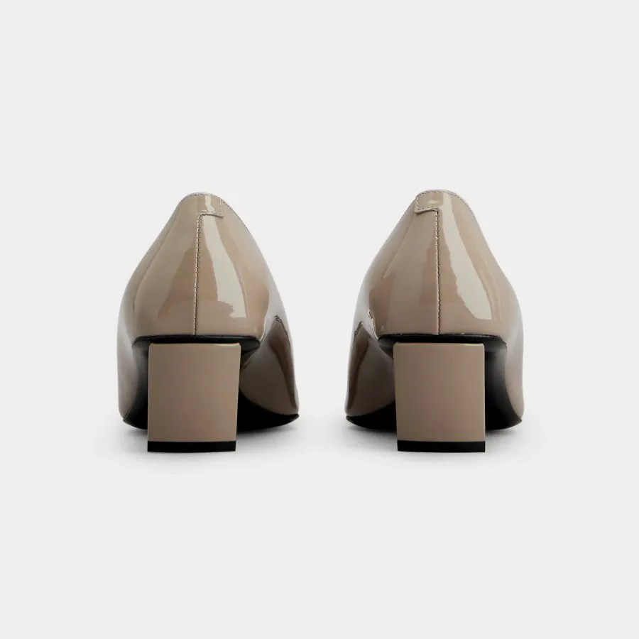 Roger Vivier Belle Vivier Pumps High Heels In Beige Patent Leather With Metal Buckle (Heel Height 4.5cm)