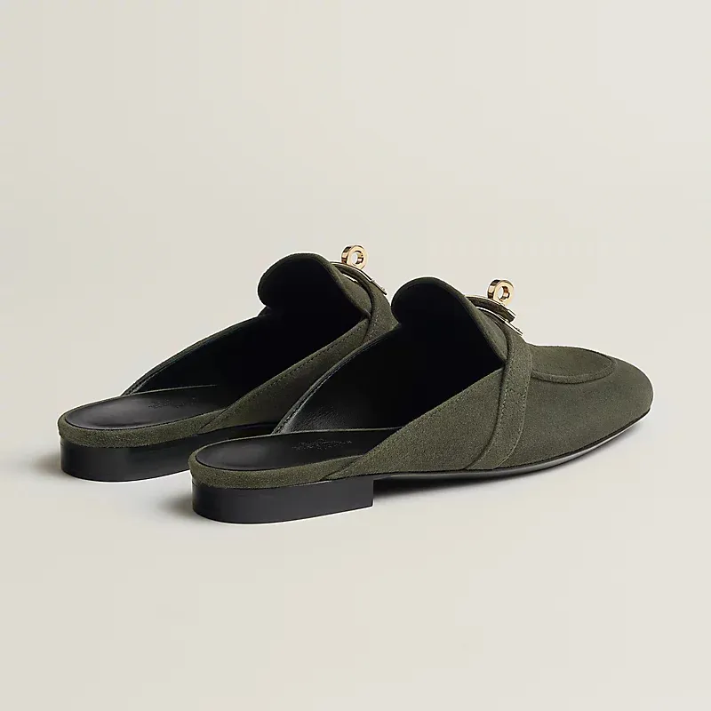 HERMES Oz Mule Green Slippers