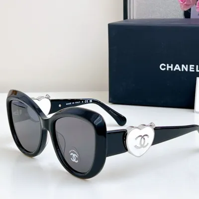 CHANEL glasses black silver color size 55-19-140