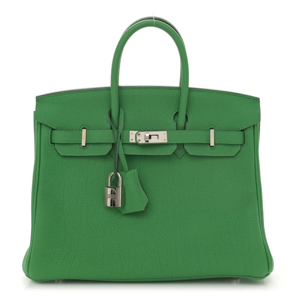 Hermès Verso Birkin 25 Bambou/Caramel Couro Togo Hardware Paládio