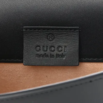 Gucci Super Mini Sylvie Chain Shoulder Bag Black Calfskin Leather Gold Hardware