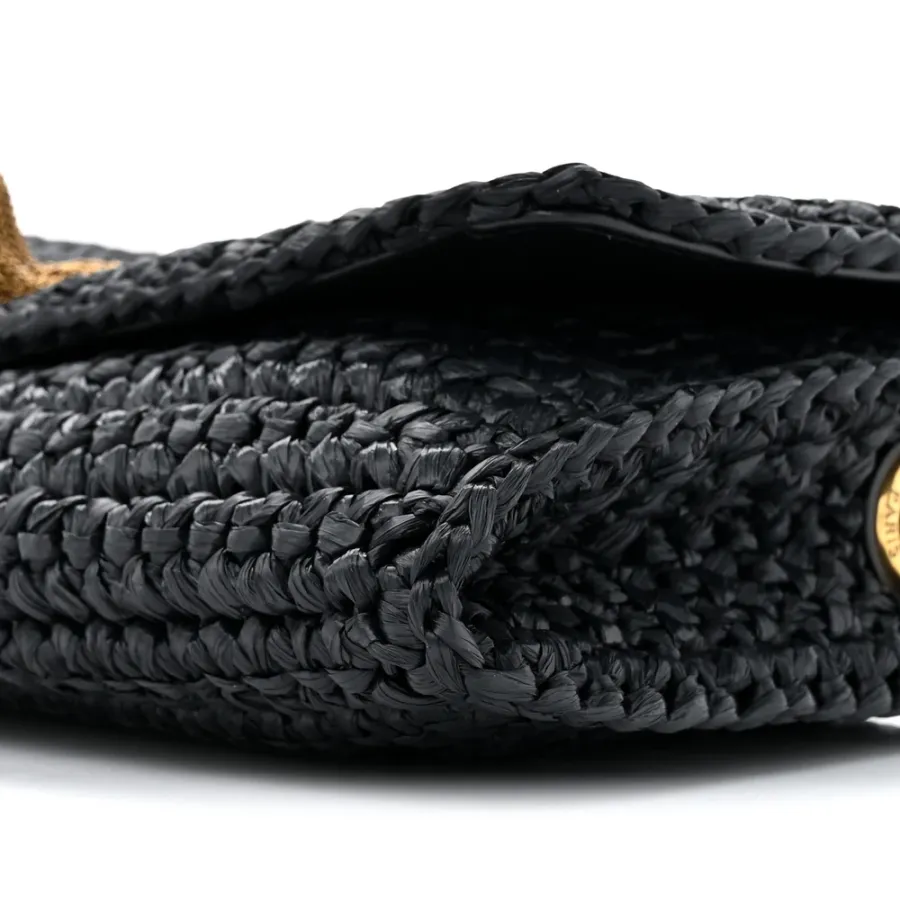 Saint Laurent Medium Kate 99 Tassel Monogram Raffia Black Gold Hardware