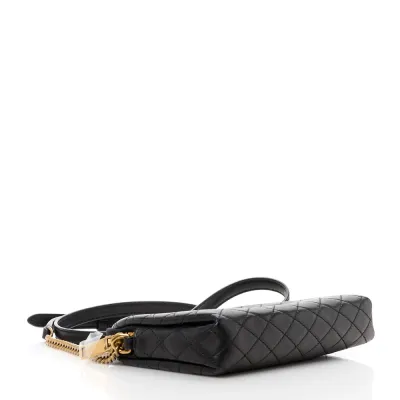 Saint Laurent Mini Gaby Zipped Pouch Black Quilted Lambskin Leather Aged Gold Hardware
