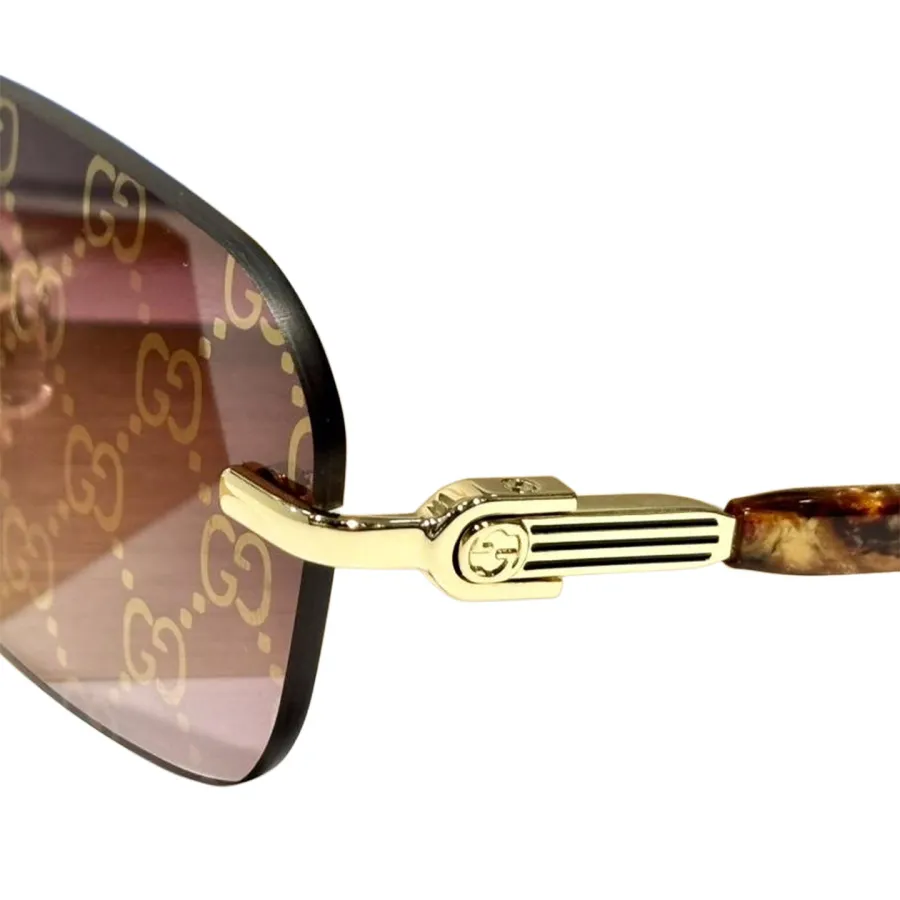 Gucci square frame glasses brown monogram/coffee/black/waikiki color Size 56-16-140 L